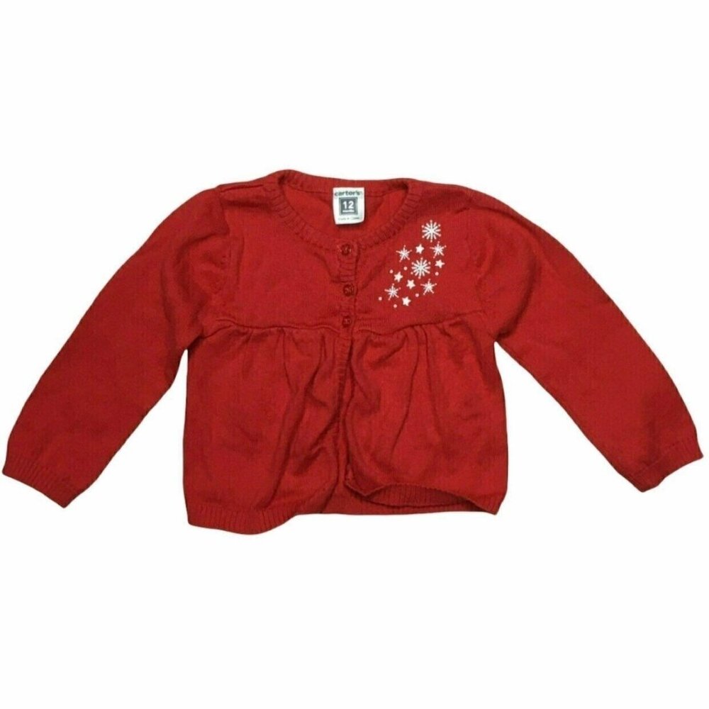 Carter's Red Snowflake Cardigan 12 Months